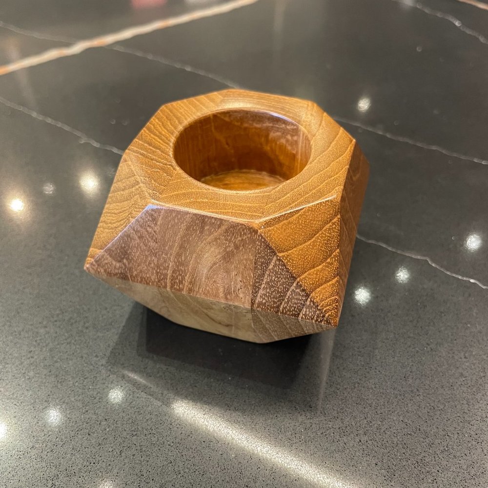NWT Selemat Designs Wooden Candle Holder - 2" x 2.75"